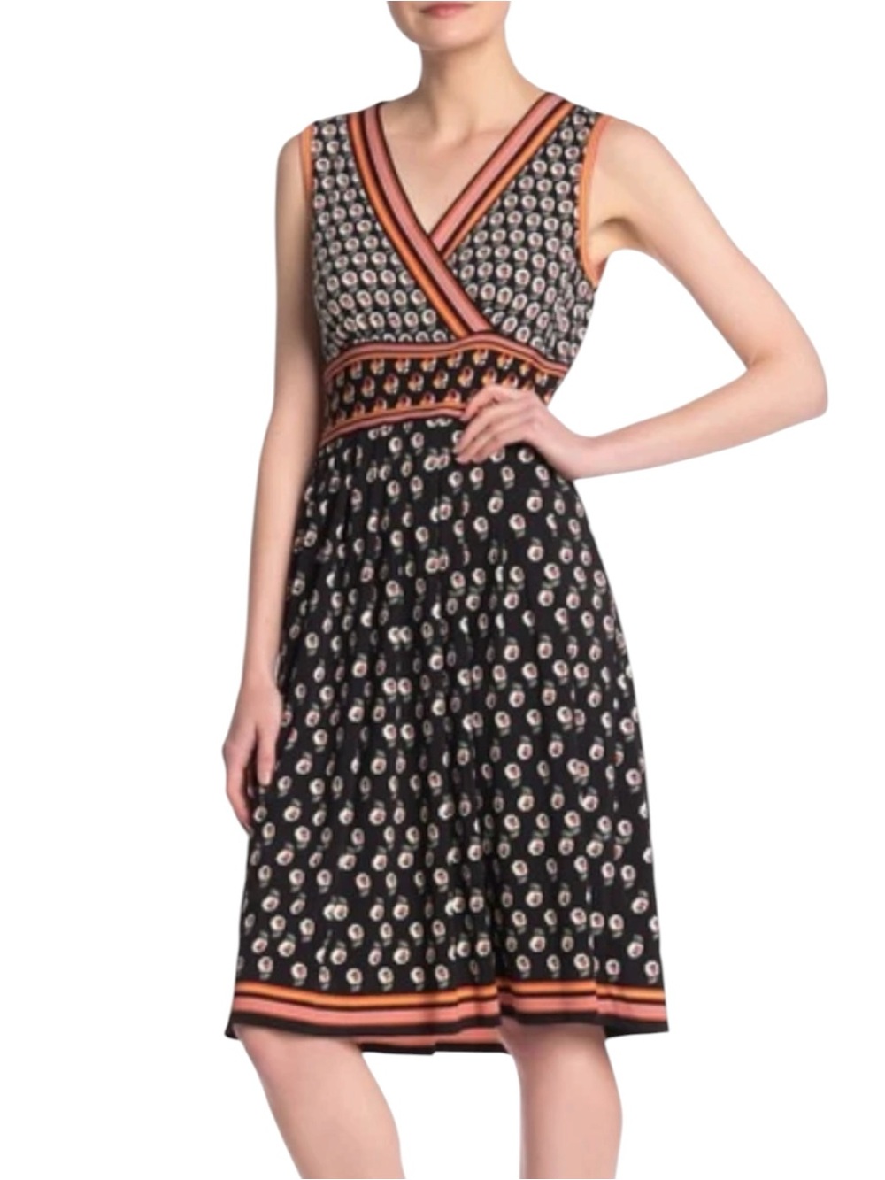 Max Studio fit & flare sleeveless floral midi dress MEDIUM